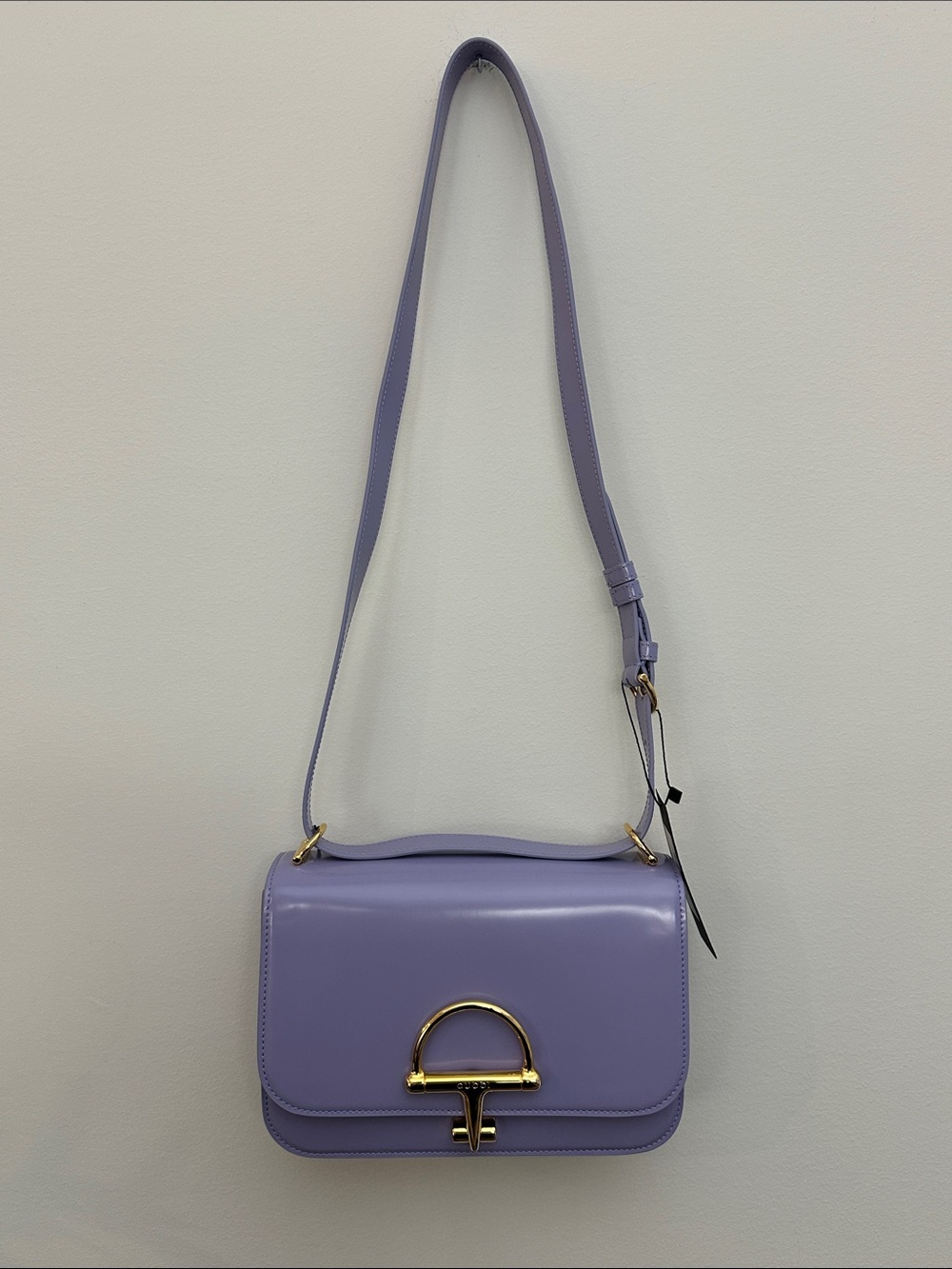 Gucci Lilac Patent Leather Crossbody with Gold Hardware